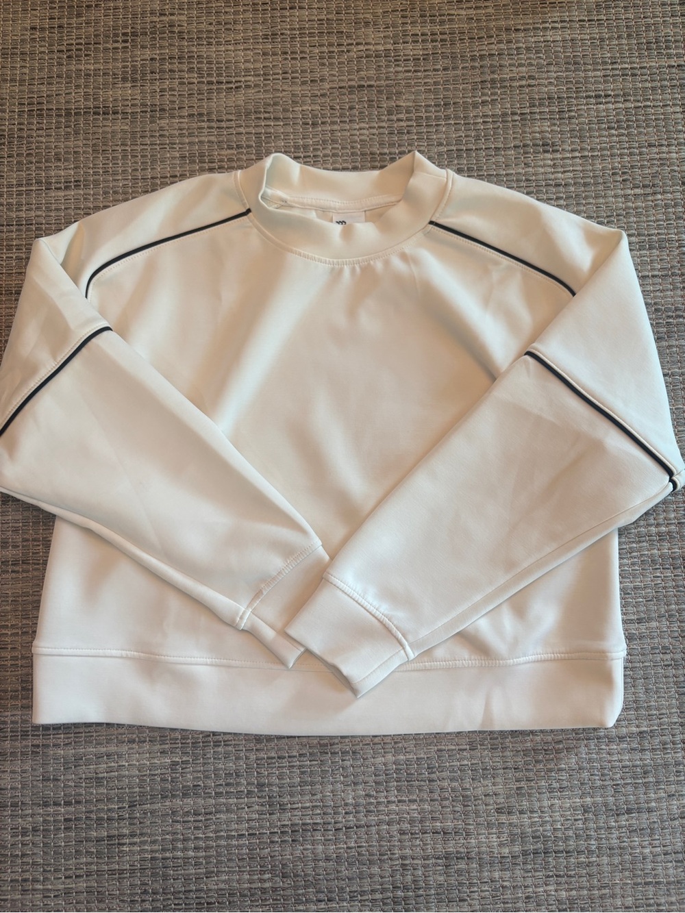 All in Motion Cream Pullover Sweatshirt with Black Piping